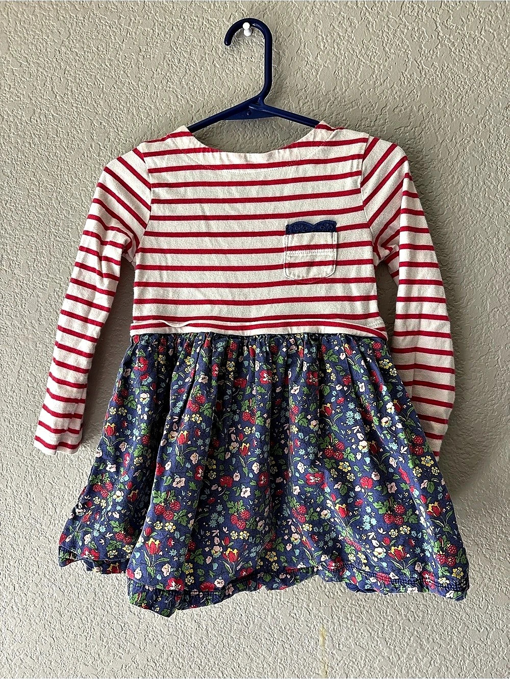 Mini Boden Stripe & Floral Long Sleeve Dress Girls 2-3T